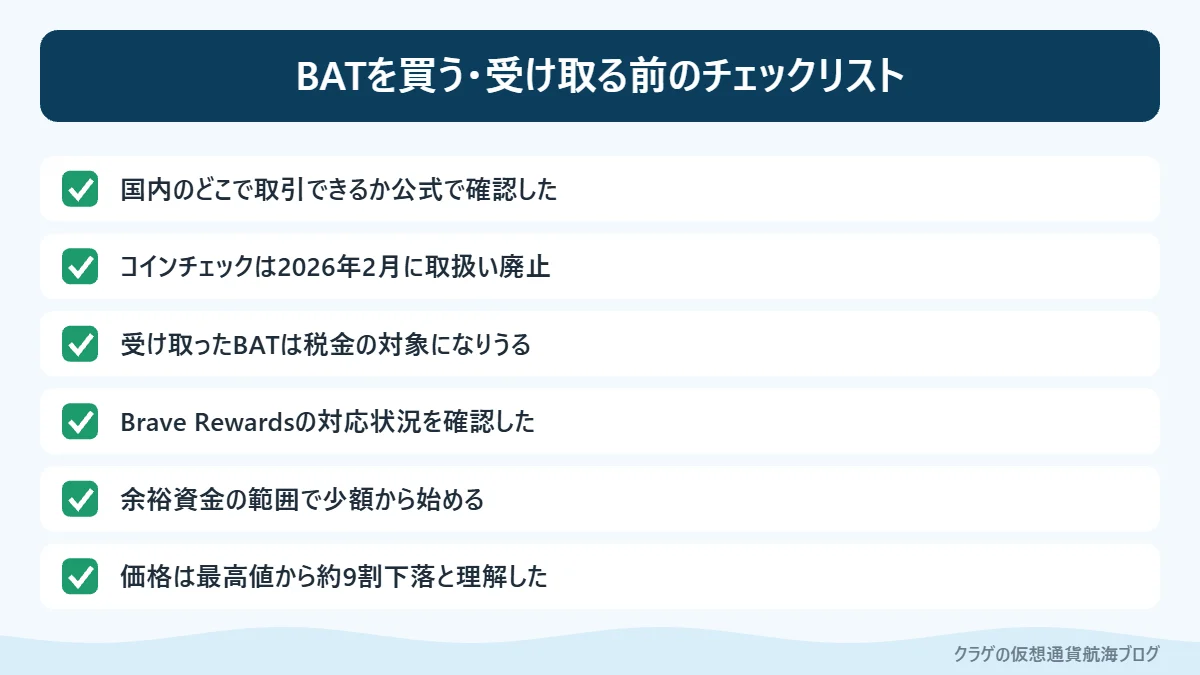 BATを買う・受け取る前に確認したいチェックリスト