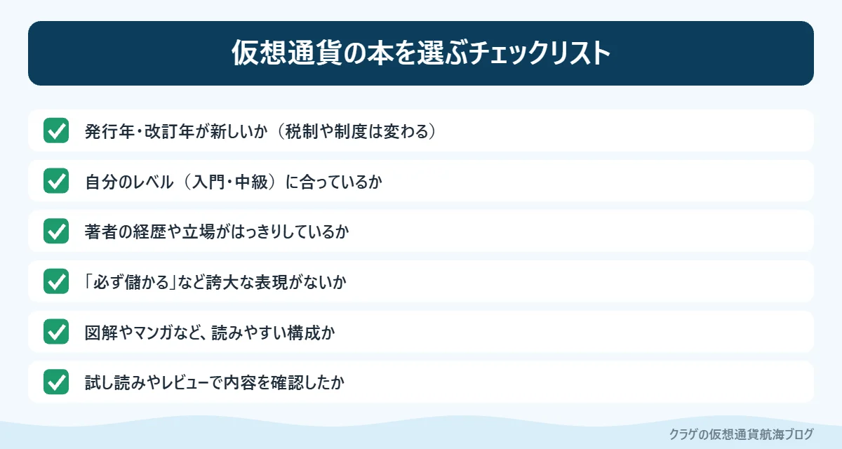 仮想通貨の本を選ぶときのチェックリスト